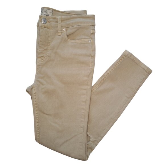 Free People Pants - FP Free People Distressed Khaki Tan Skinny Cropped Ankle Jeans Size 26